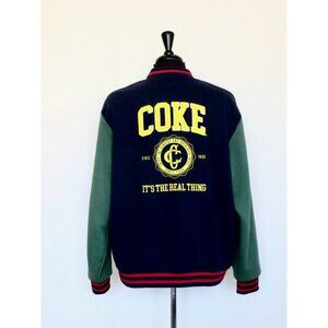 NEW! Coca-Cola by Staples Varsity Jacket Embroidery Blue Green Unisex SZ XL